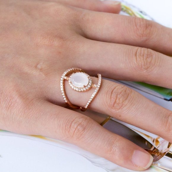 🎀Fashion Double Layer Pure Oval Opal Zircon Fashion Rings for Women, EVGG1210 - Picture 2 of 6